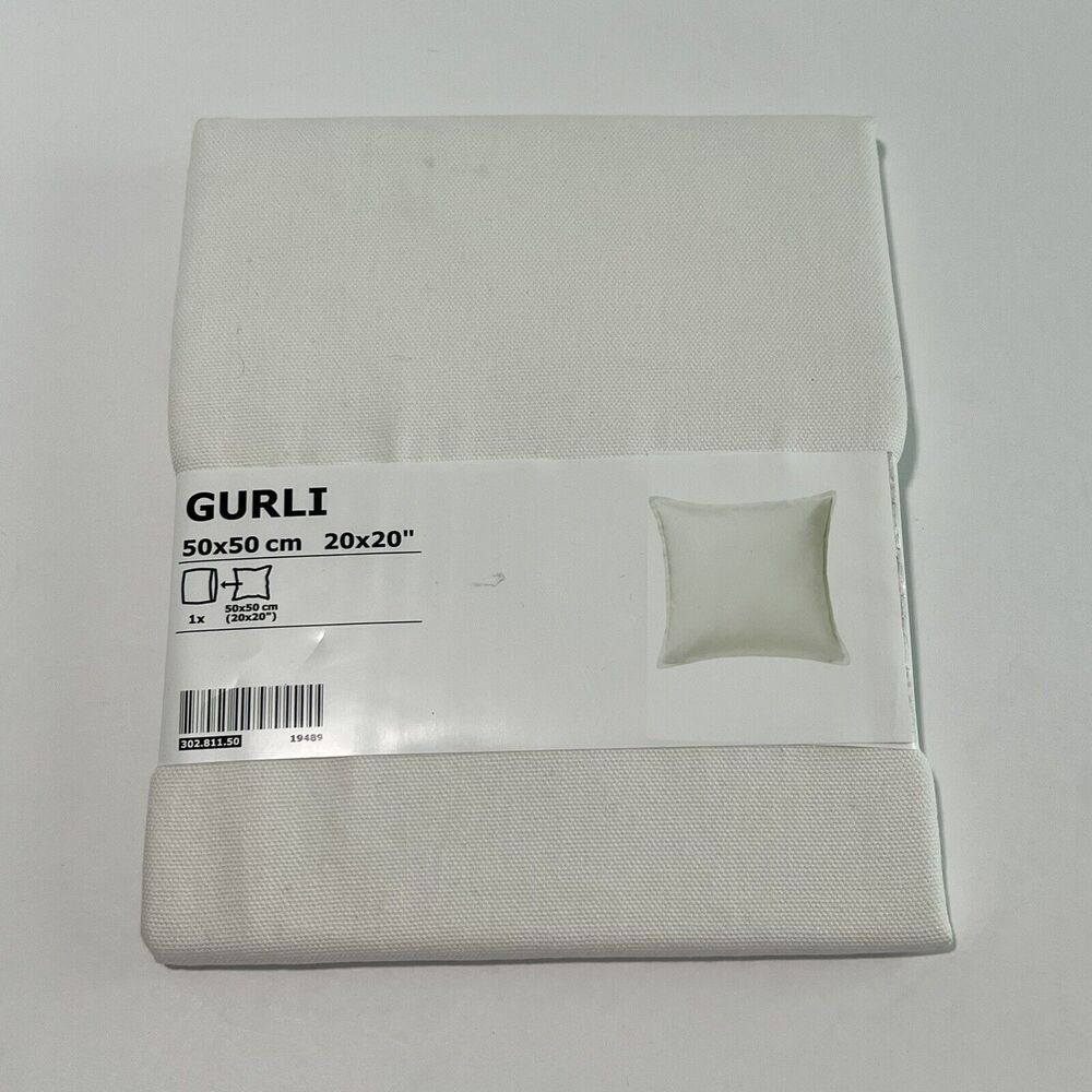 IKEA GURLI Cushion Pillow Cover Square 20X20 Ivory Cream 100% Cotton NEW